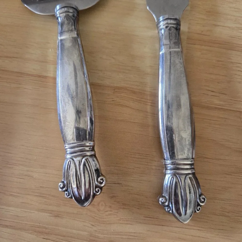 Antique Weidlich Jenny Lind Pattern Stainless 1938 Cake Knife & Server w/Box